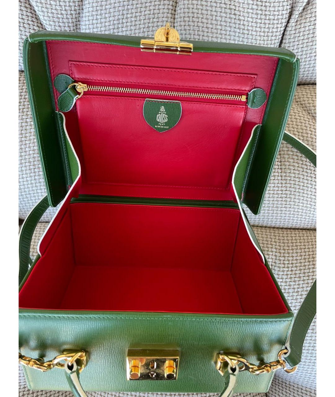 MARK CROSS Зеленая кожаная сумка с короткими ручками, фото 4