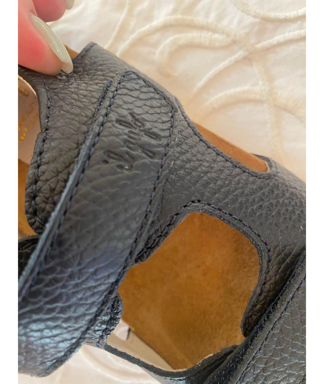 IL GUFO Темно-синие кожаные сандалии и шлепанцы, фото 5