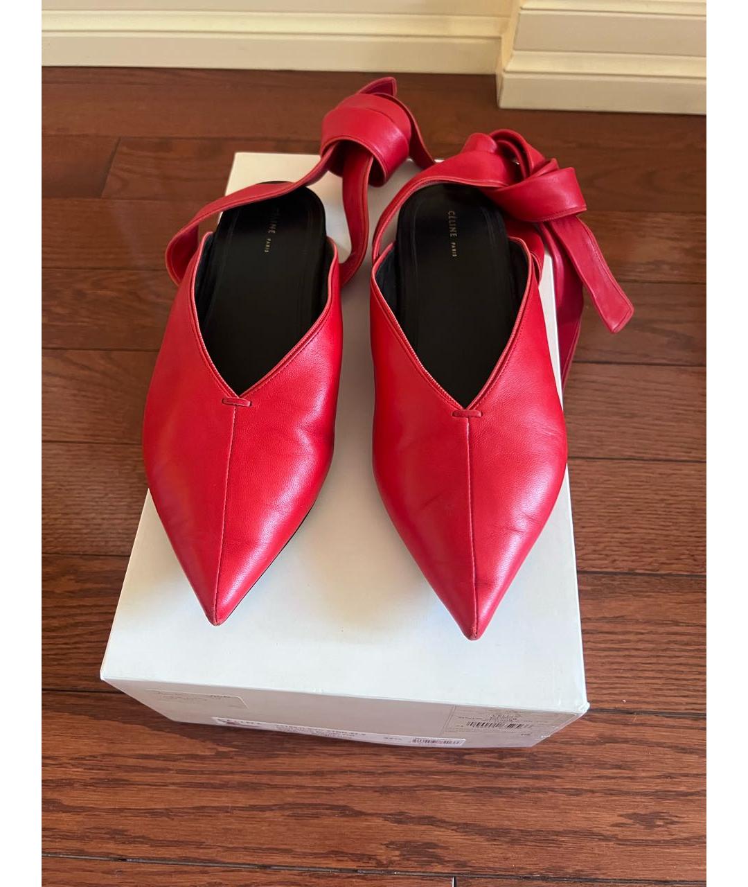 CELINE PRE-OWNED Красные кожаные балетки, фото 3