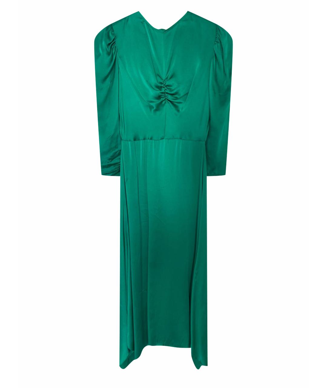 SANDRO Зеленые шелковое вечернее платье, фото 1