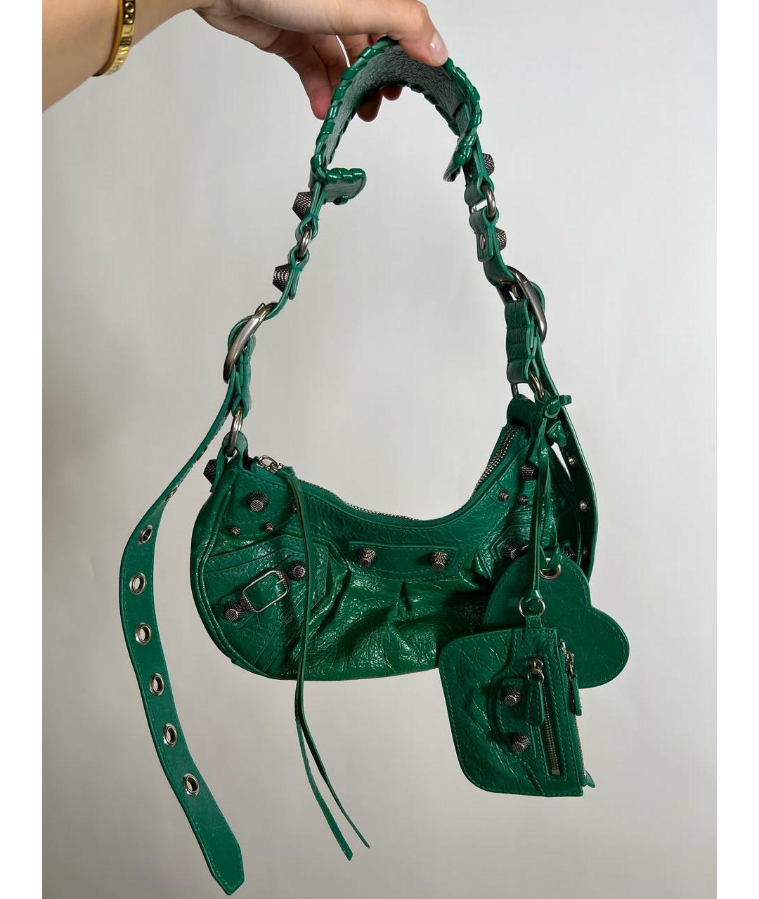BALENCIAGA Зеленая кожаная сумка через плечо, фото 5