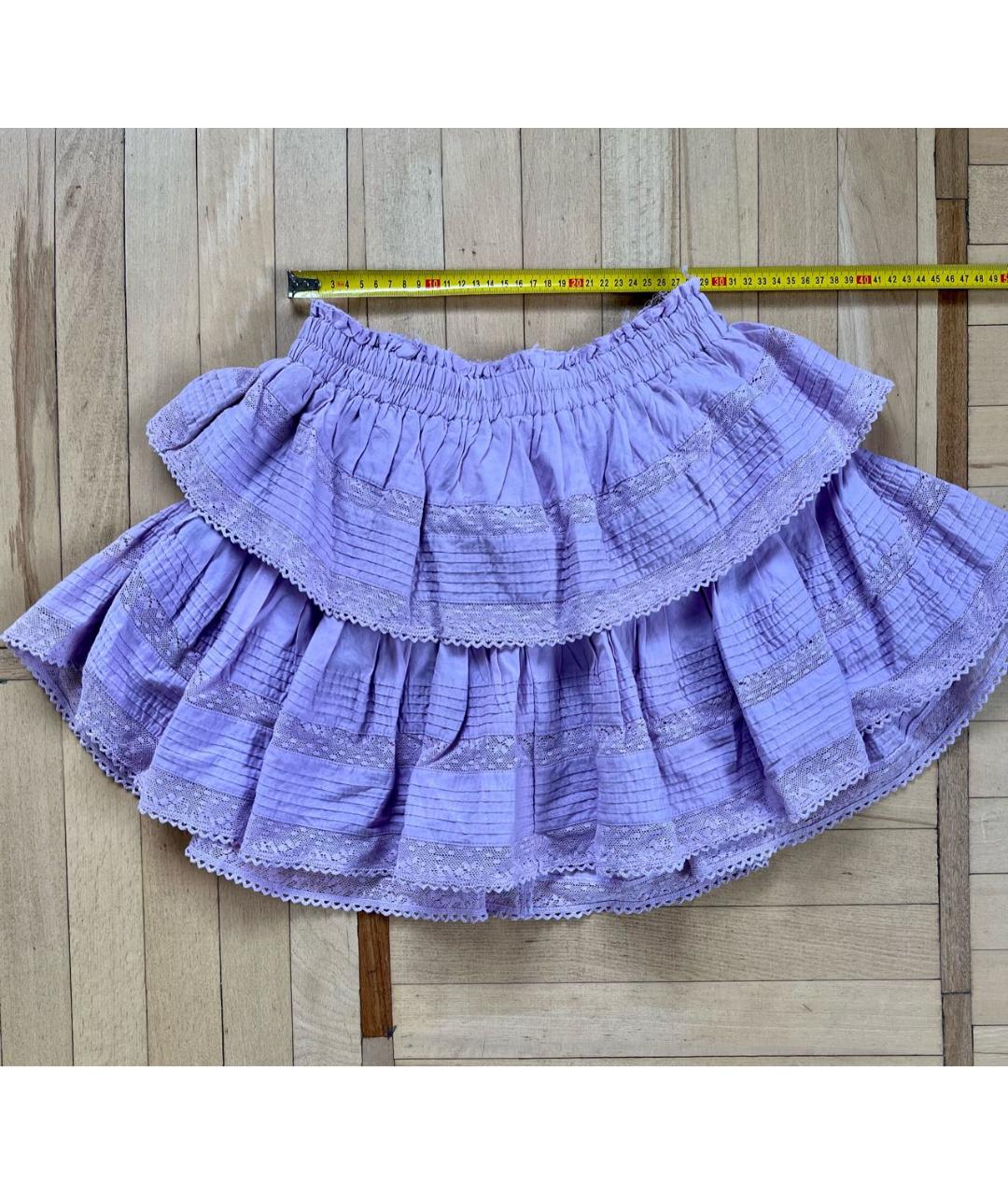 LOVE SHACK FANCY Фиолетовая хлопковая юбка мини, фото 7