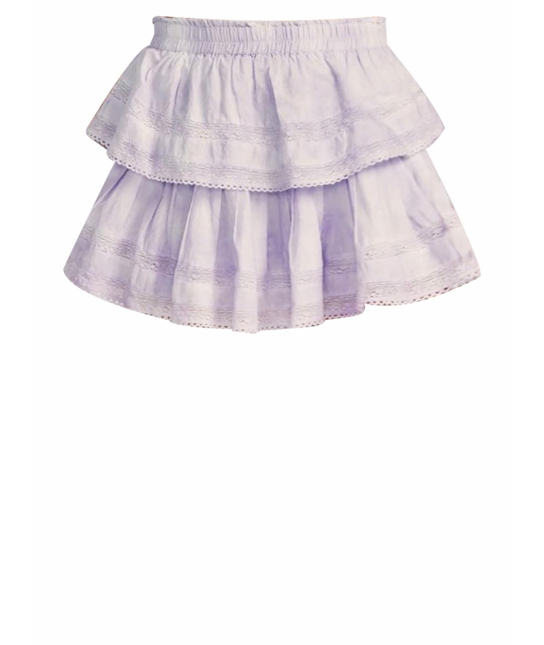 LOVE SHACK FANCY Фиолетовая хлопковая юбка мини, фото 9
