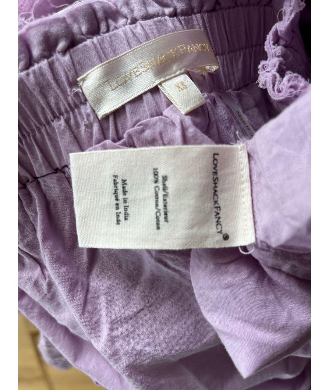 LOVE SHACK FANCY Фиолетовая хлопковая юбка мини, фото 5