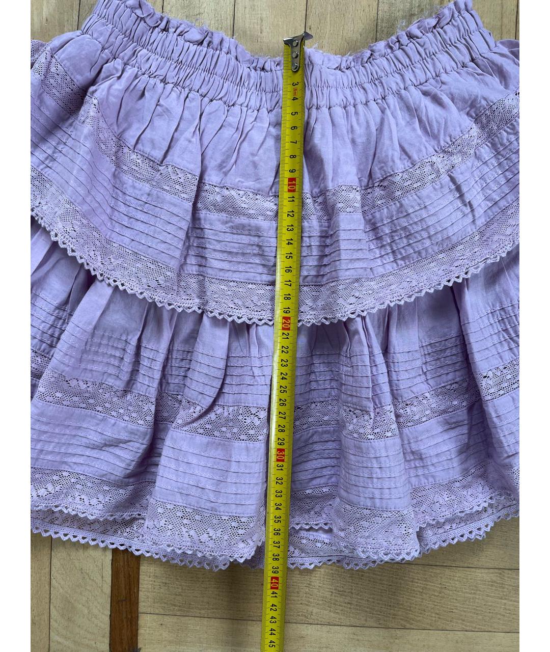 LOVE SHACK FANCY Фиолетовая хлопковая юбка мини, фото 6