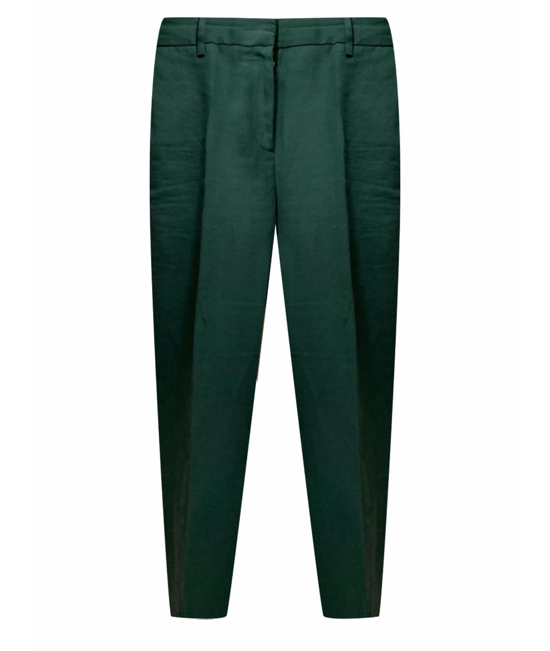 PAUL SMITH Зеленые льняные прямые брюки, фото 1