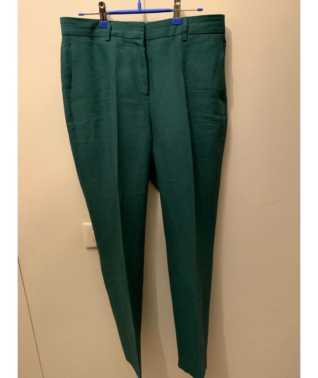 PAUL SMITH Зеленые льняные прямые брюки, фото 5