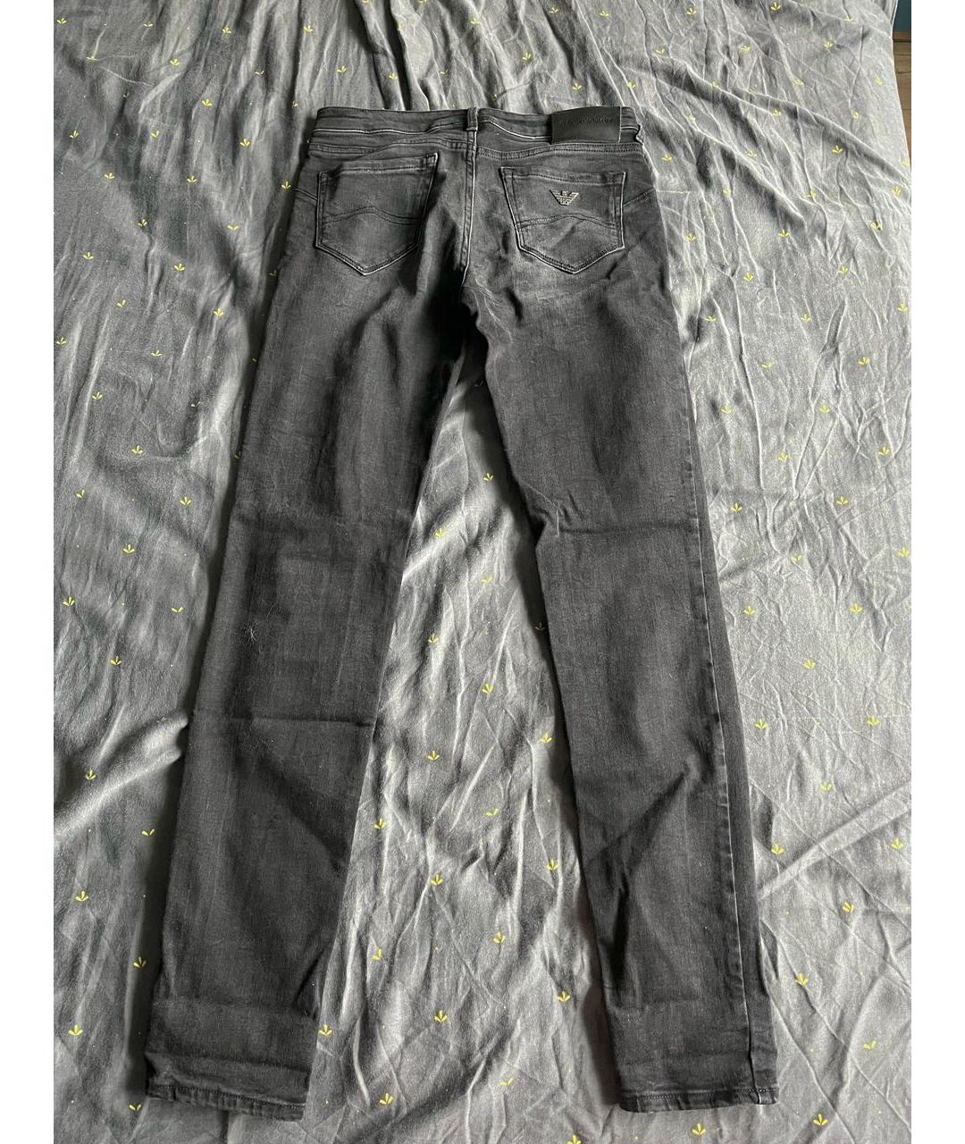 EMPORIO ARMANI Черные хлопко-полиэстеровые джинсы слим, фото 2