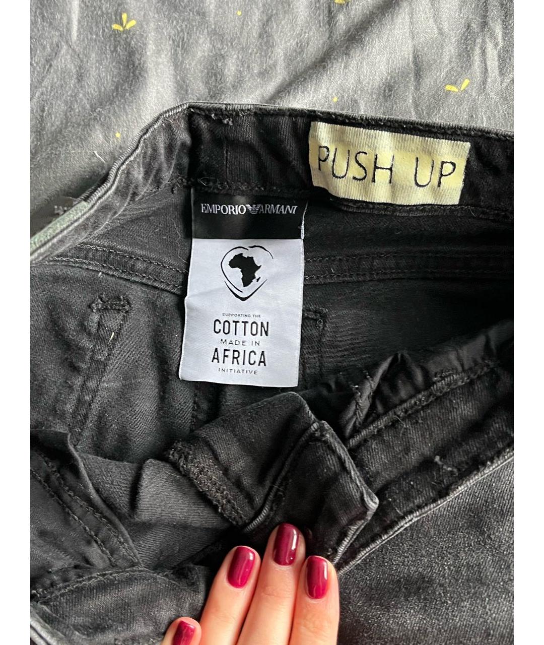 EMPORIO ARMANI Черные хлопко-полиэстеровые джинсы слим, фото 3