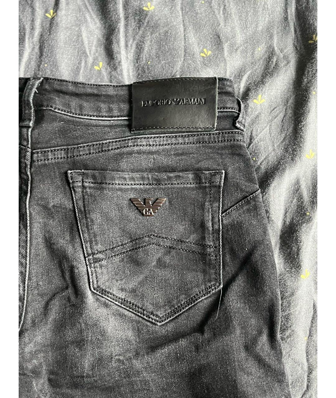 EMPORIO ARMANI Черные хлопко-полиэстеровые джинсы слим, фото 4