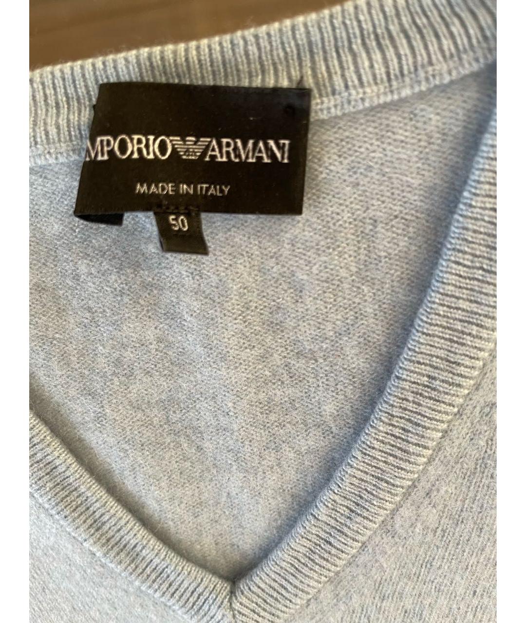 EMPORIO ARMANI Голубой кашемировый джемпер / свитер, фото 3