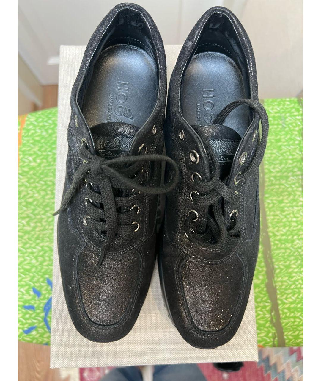 HOGAN Черные кожаные кроссовки, фото 3