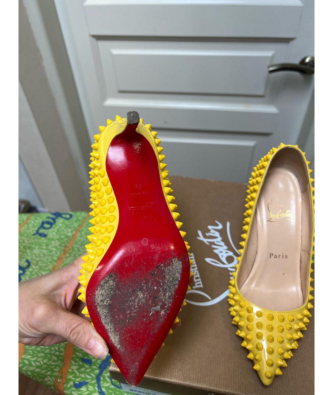 CHRISTIAN LOUBOUTIN Желтые кожаные туфли, фото 6