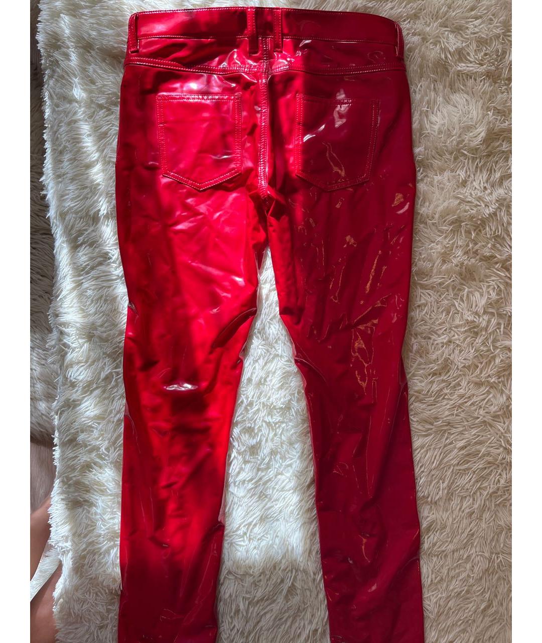 VERSACE Красные полиуретановые брюки узкие, фото 2