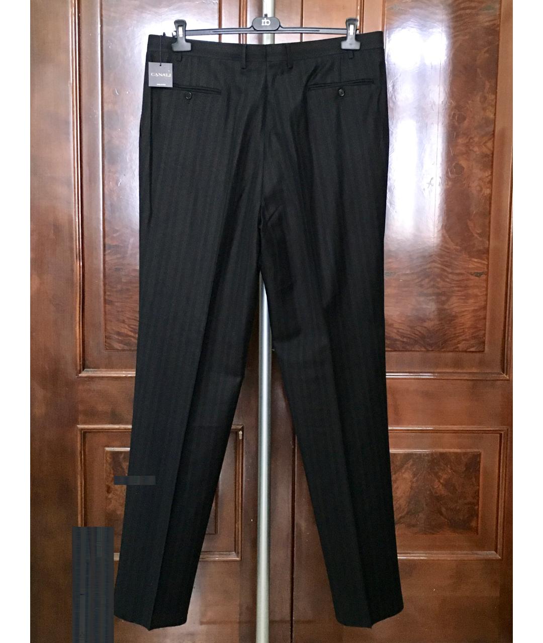 CANALI Черные шерстяные классические брюки, фото 2