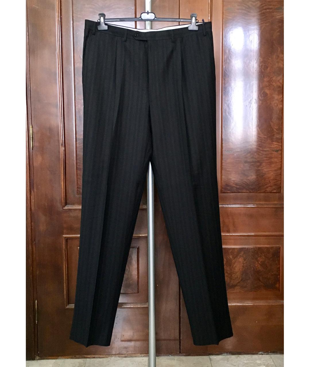 CANALI Черные шерстяные классические брюки, фото 7