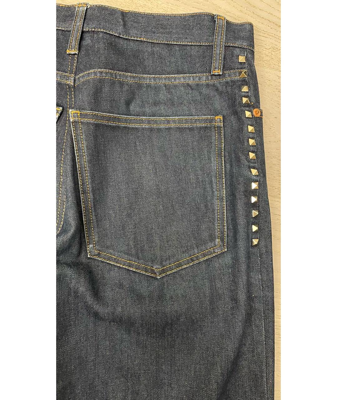 VALENTINO Темно-синие хлопковые прямые джинсы, фото 6