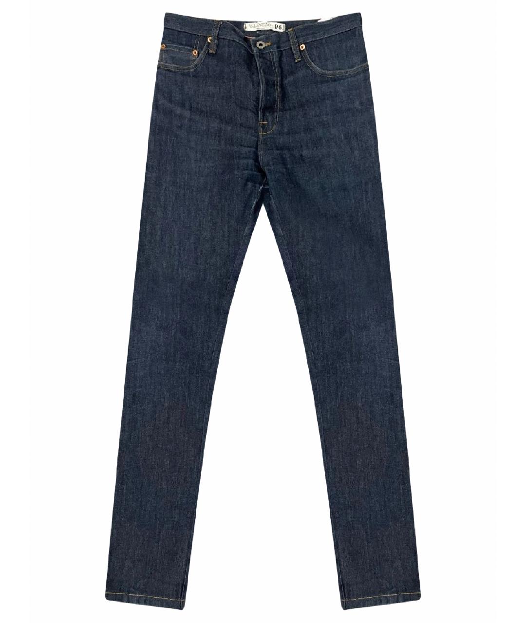 VALENTINO Темно-синие хлопковые прямые джинсы, фото 1