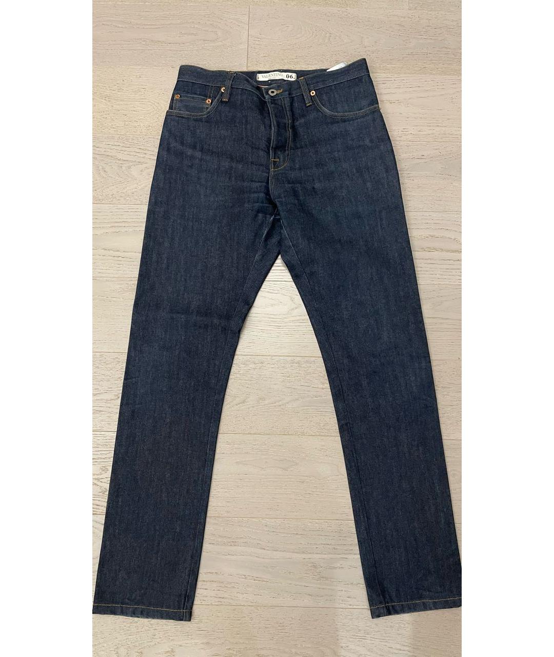 VALENTINO Темно-синие хлопковые прямые джинсы, фото 7