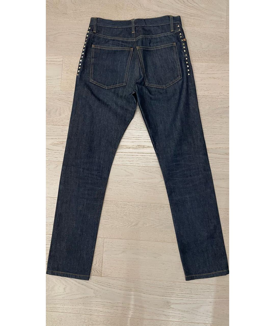VALENTINO Темно-синие хлопковые прямые джинсы, фото 2