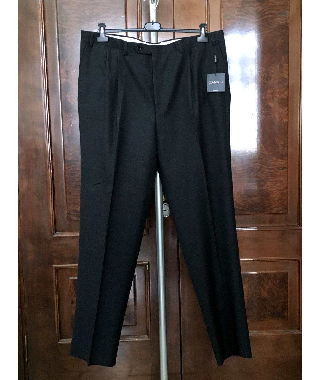 CANALI Черные шерстяные классические брюки, фото 7