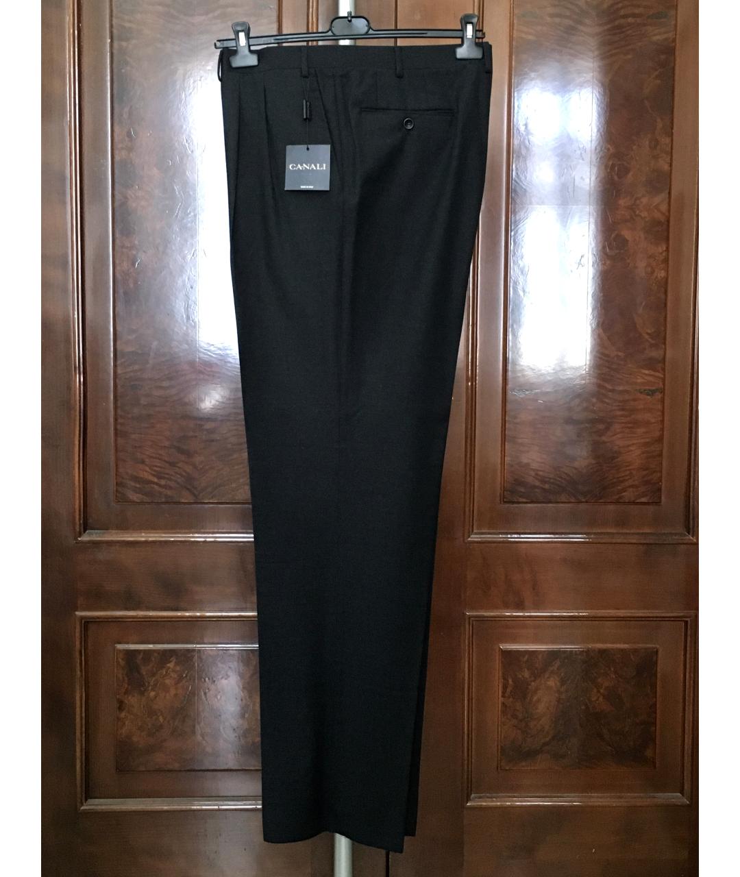 CANALI Черные шерстяные классические брюки, фото 5