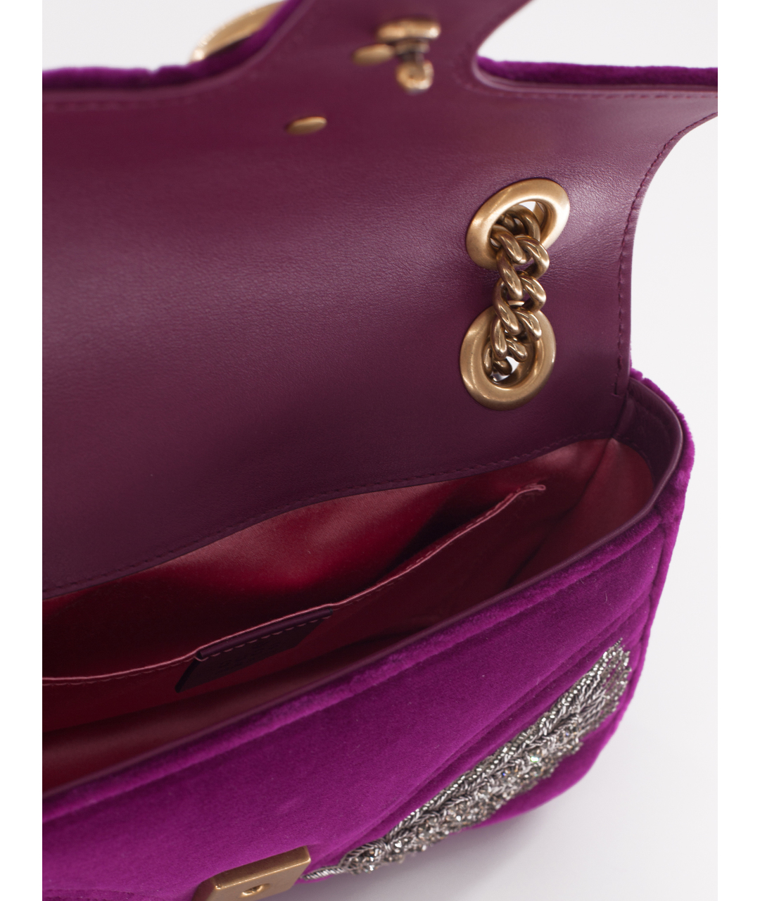 GUCCI Фиолетовая бархатная сумка тоут, фото 4