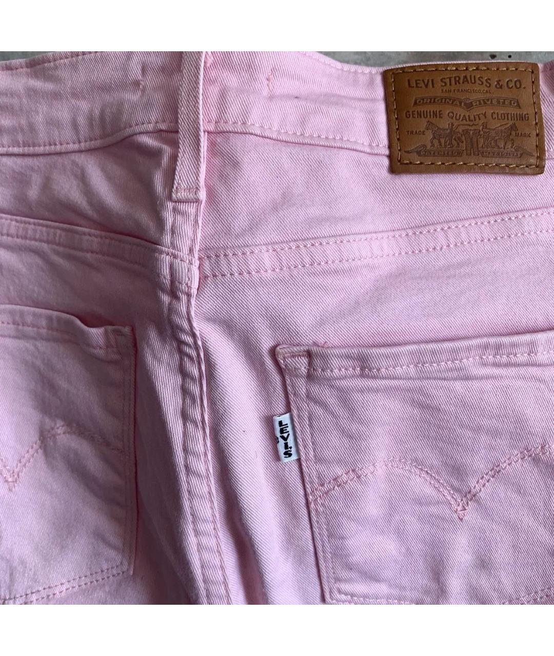 LEVI'S Розовые хлопко-эластановые джинсы слим, фото 4