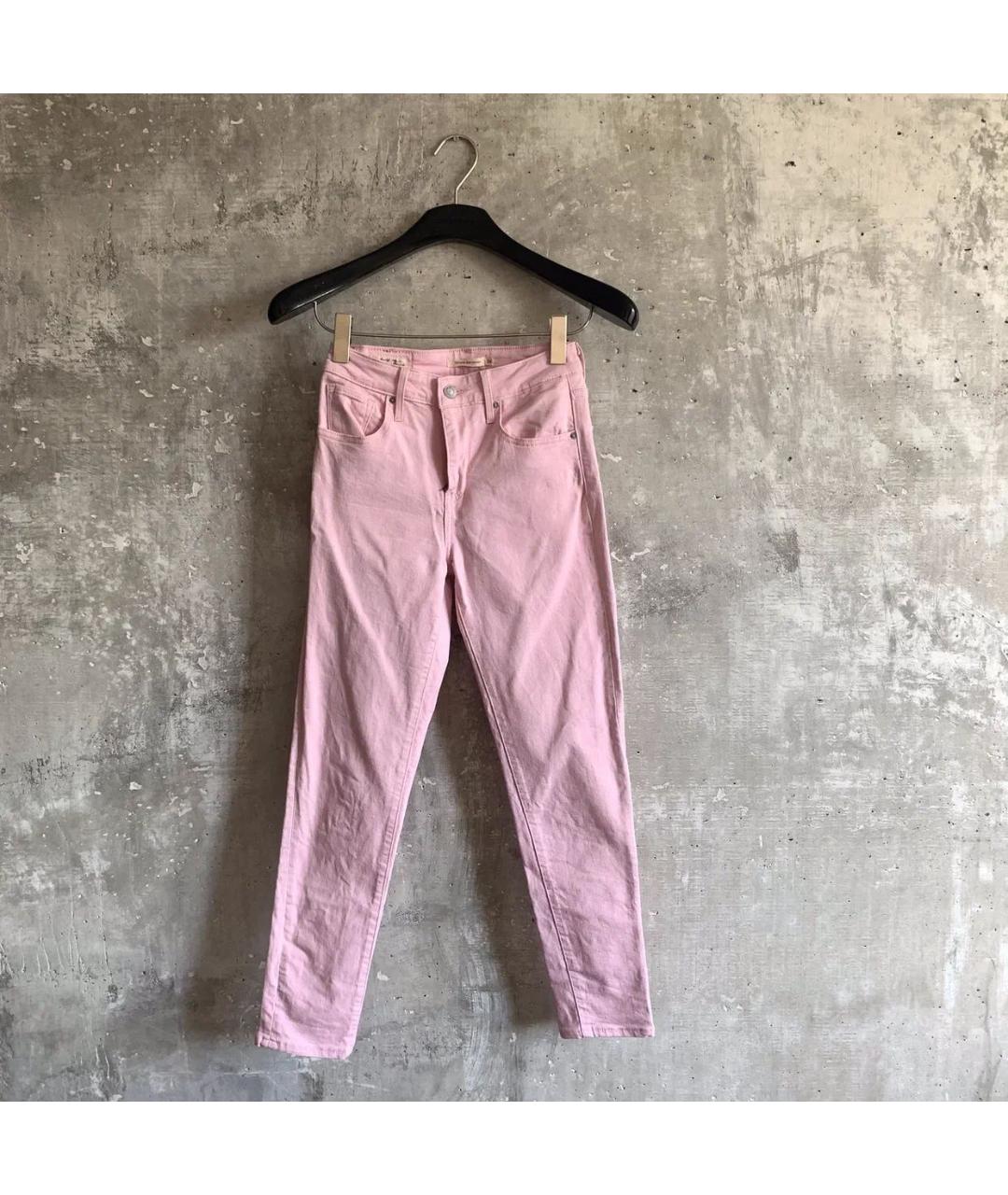LEVI'S Розовые хлопко-эластановые джинсы слим, фото 6