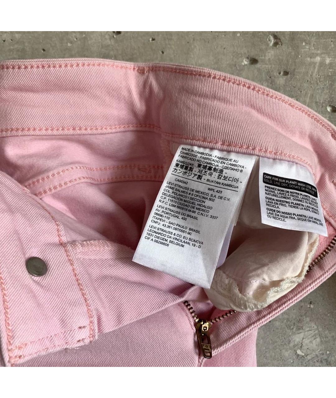 LEVI'S Розовые хлопко-эластановые джинсы слим, фото 5