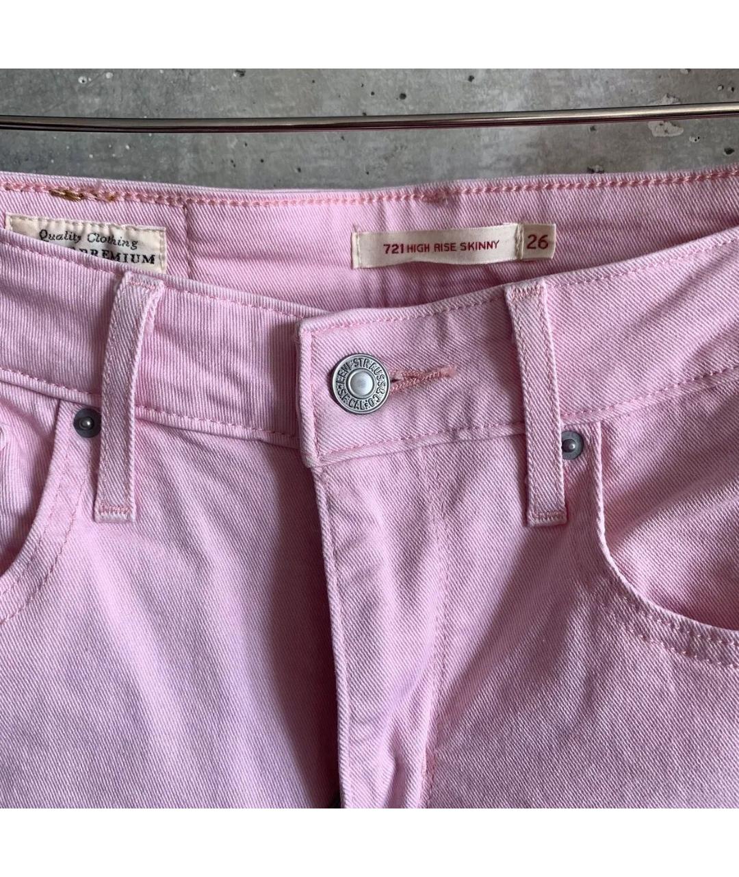 LEVI'S Розовые хлопко-эластановые джинсы слим, фото 3