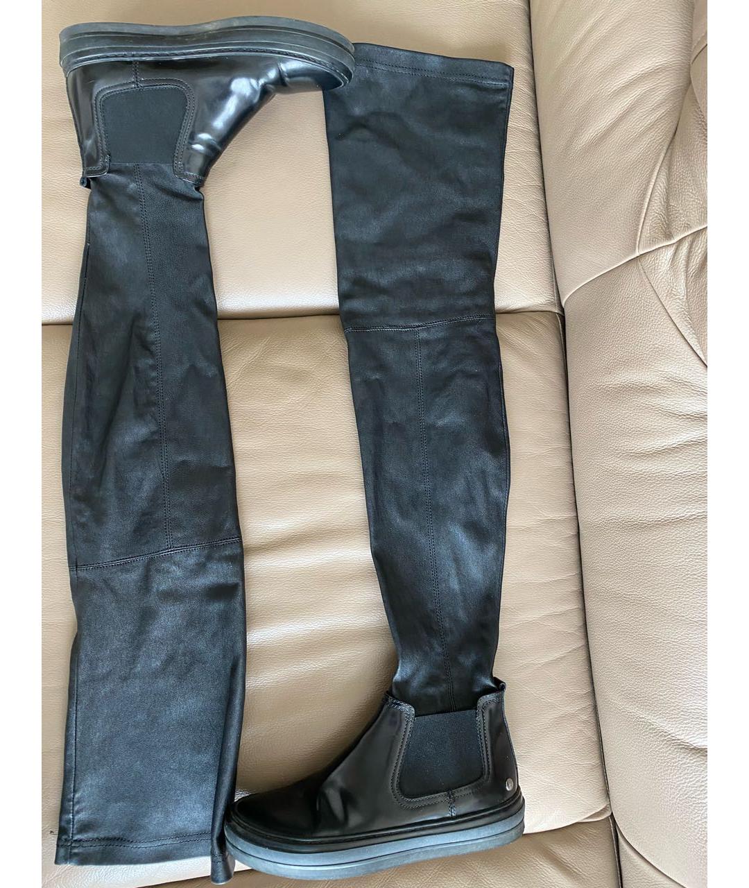 AGL Черные кожаные ботфорты, фото 5