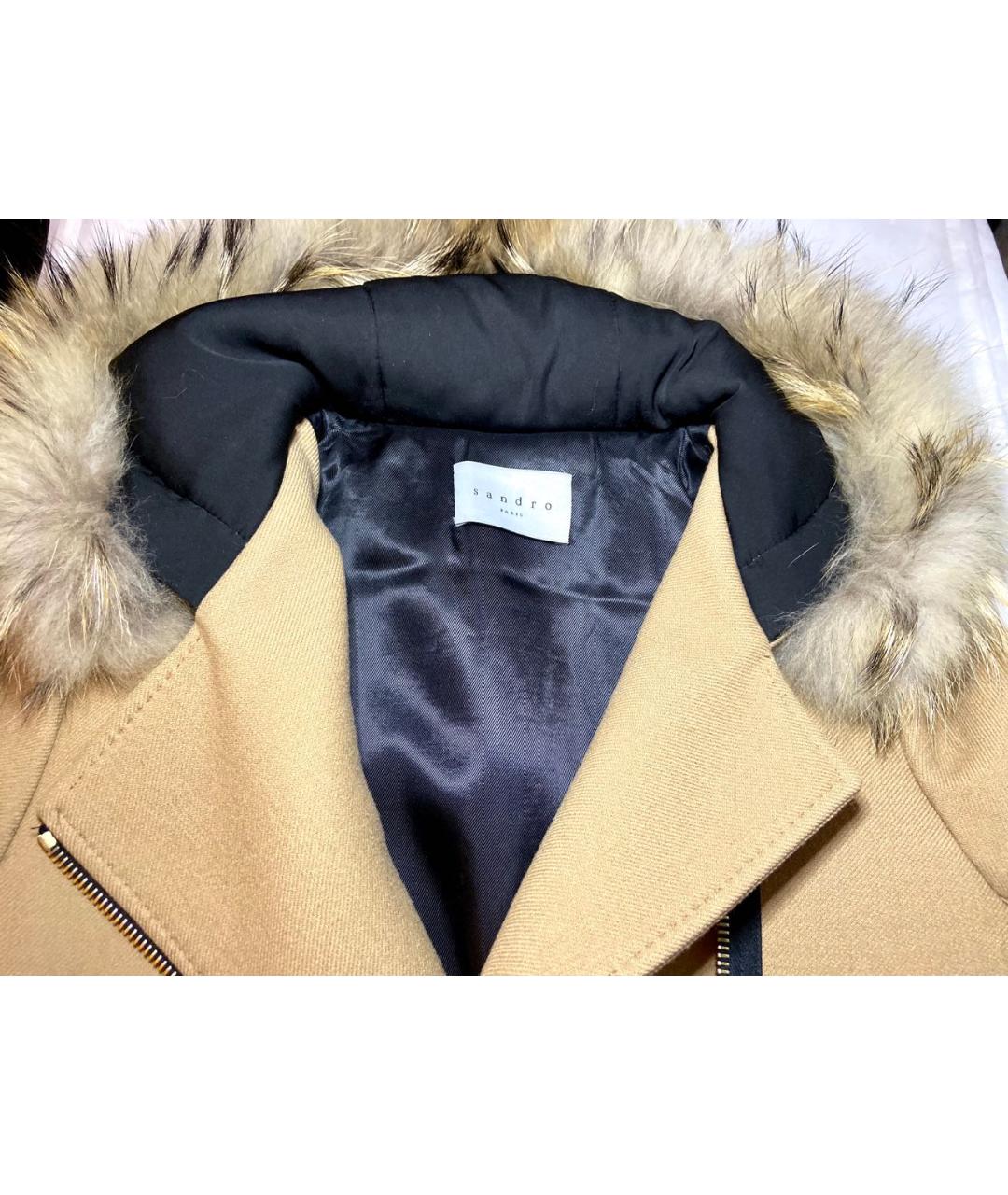 SANDRO Горчичное шерстяное пальто, фото 7