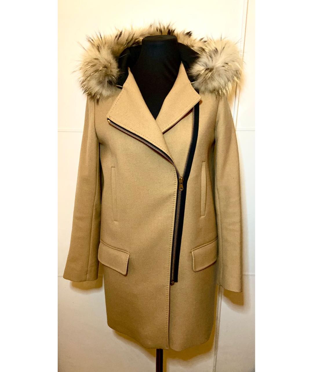 SANDRO Горчичное шерстяное пальто, фото 5