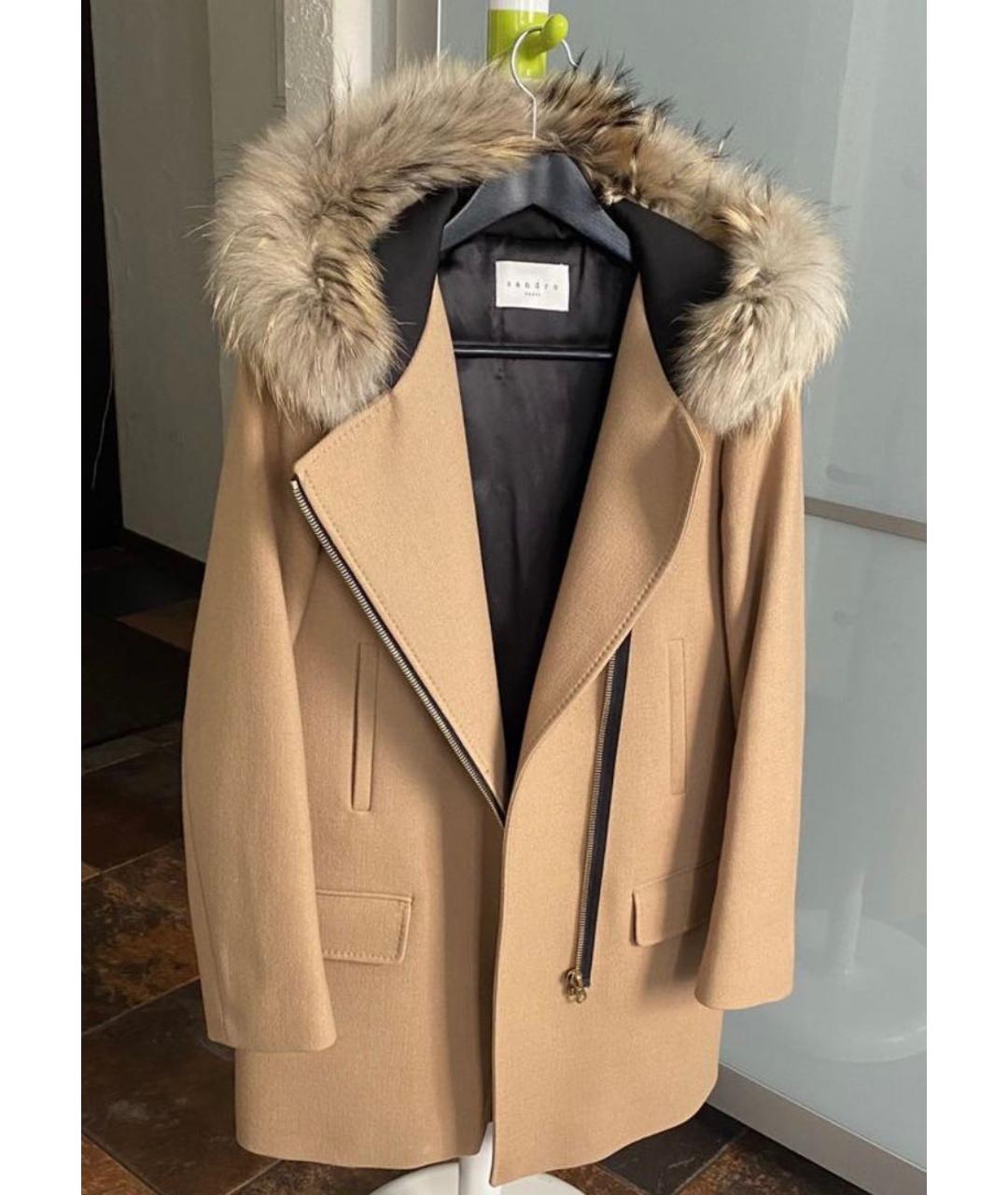 SANDRO Горчичное шерстяное пальто, фото 8