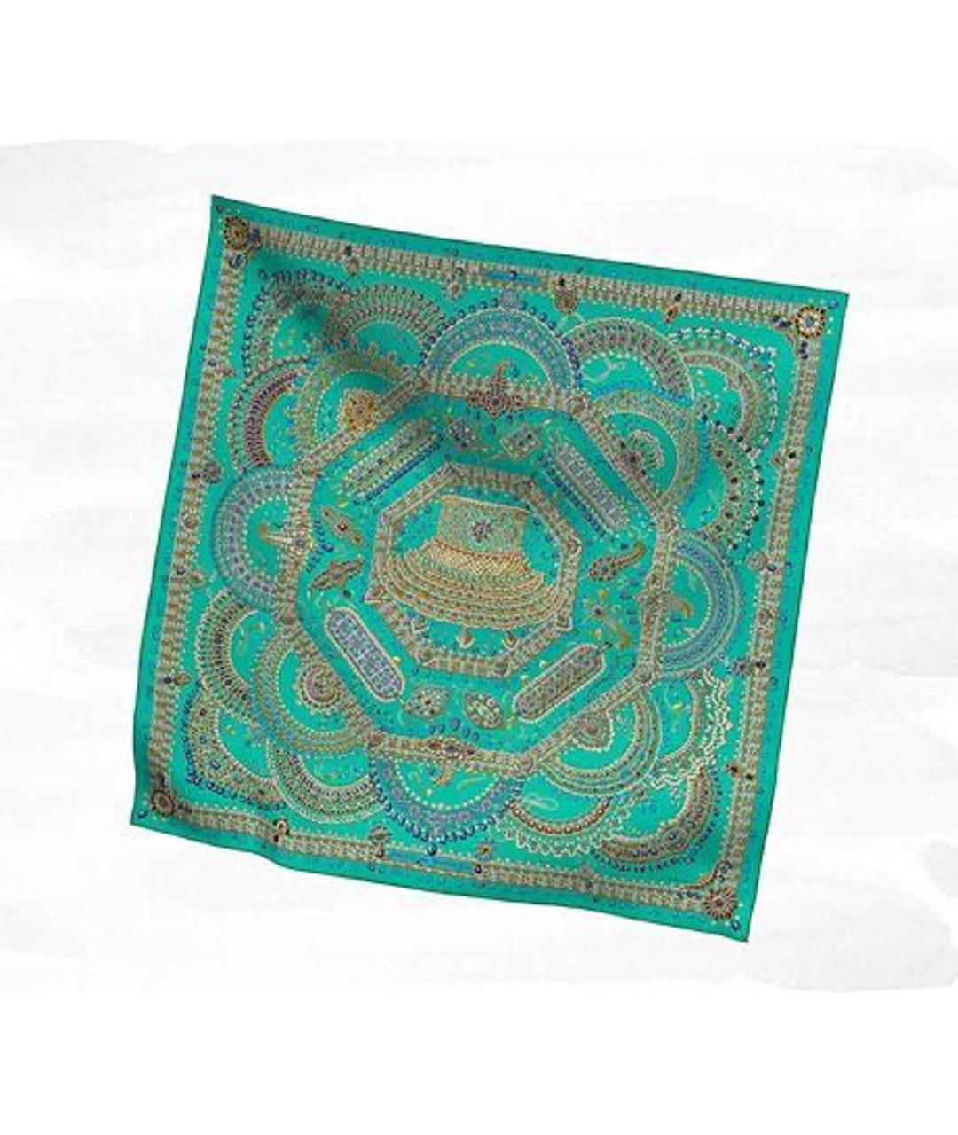 HERMES PRE-OWNED Бирюзовый шелковый платок, фото 9