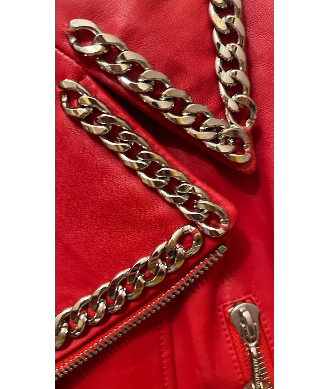 PHILIPP PLEIN Красный кожаный жилет, фото 4