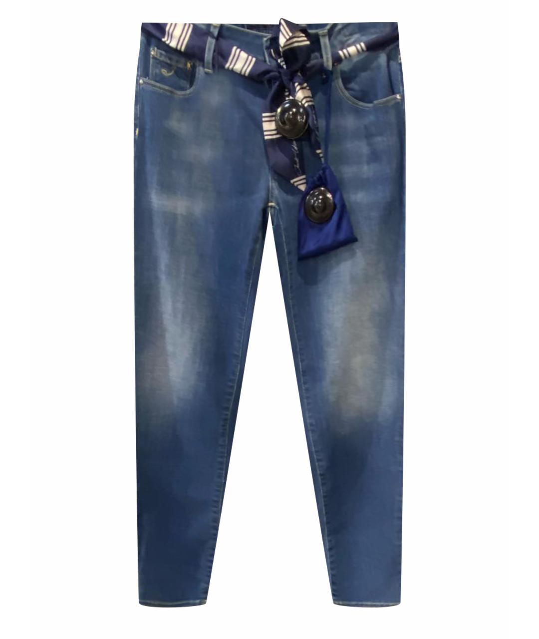 JACOB COHEN Синие хлопко-эластановые прямые джинсы, фото 1