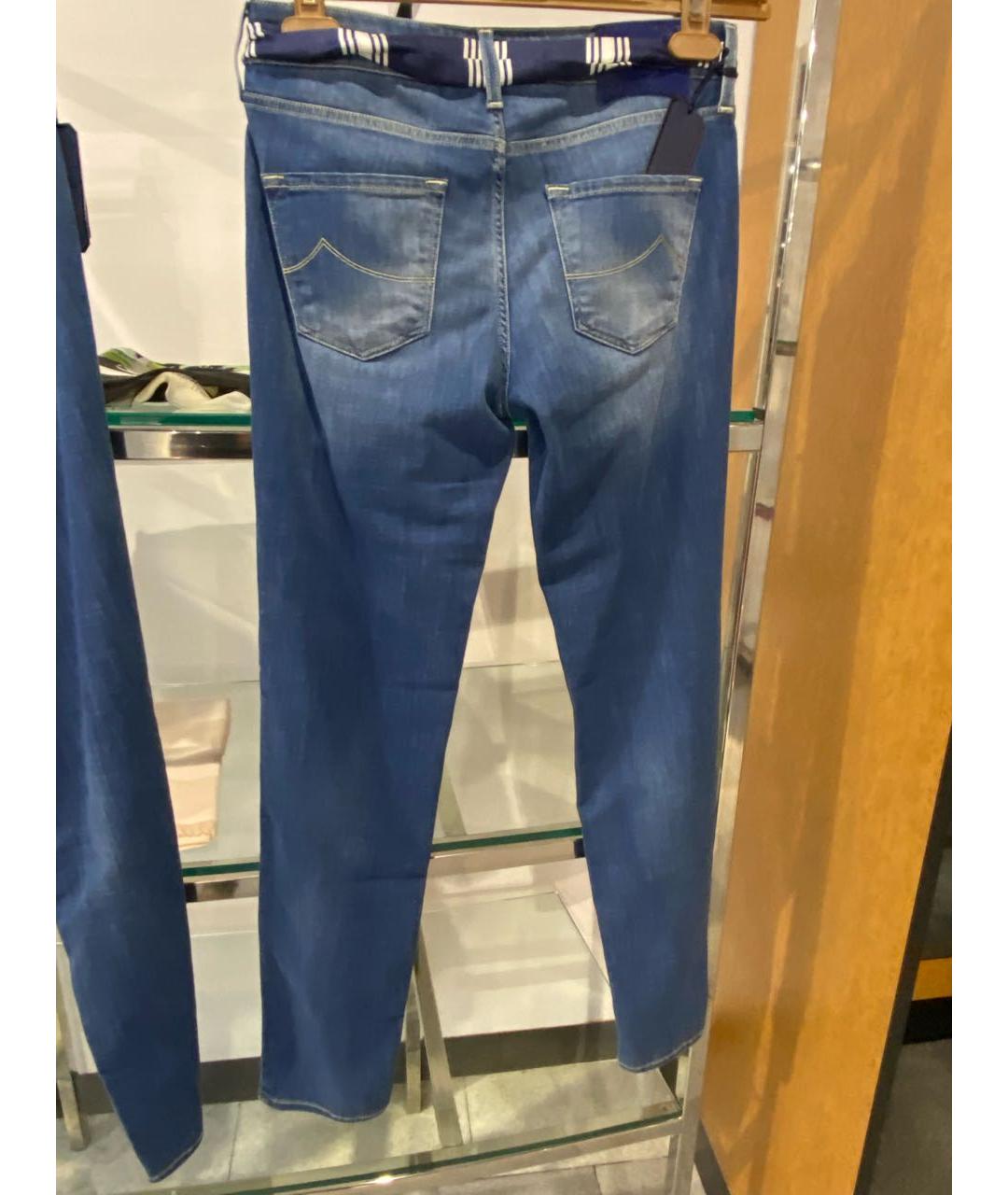 JACOB COHEN Синие хлопко-эластановые прямые джинсы, фото 2