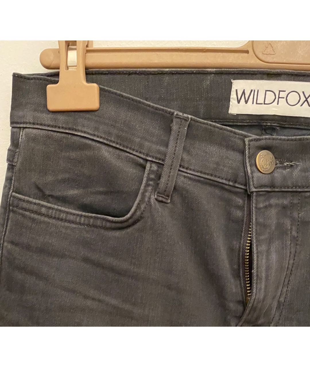WILDFOX Серые хлопко-полиэстеровые джинсы слим, фото 4