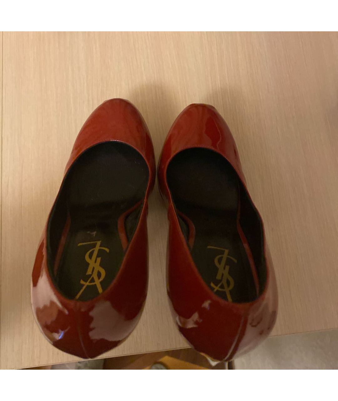 SAINT LAURENT Бордовые туфли из лакированной кожи, фото 3