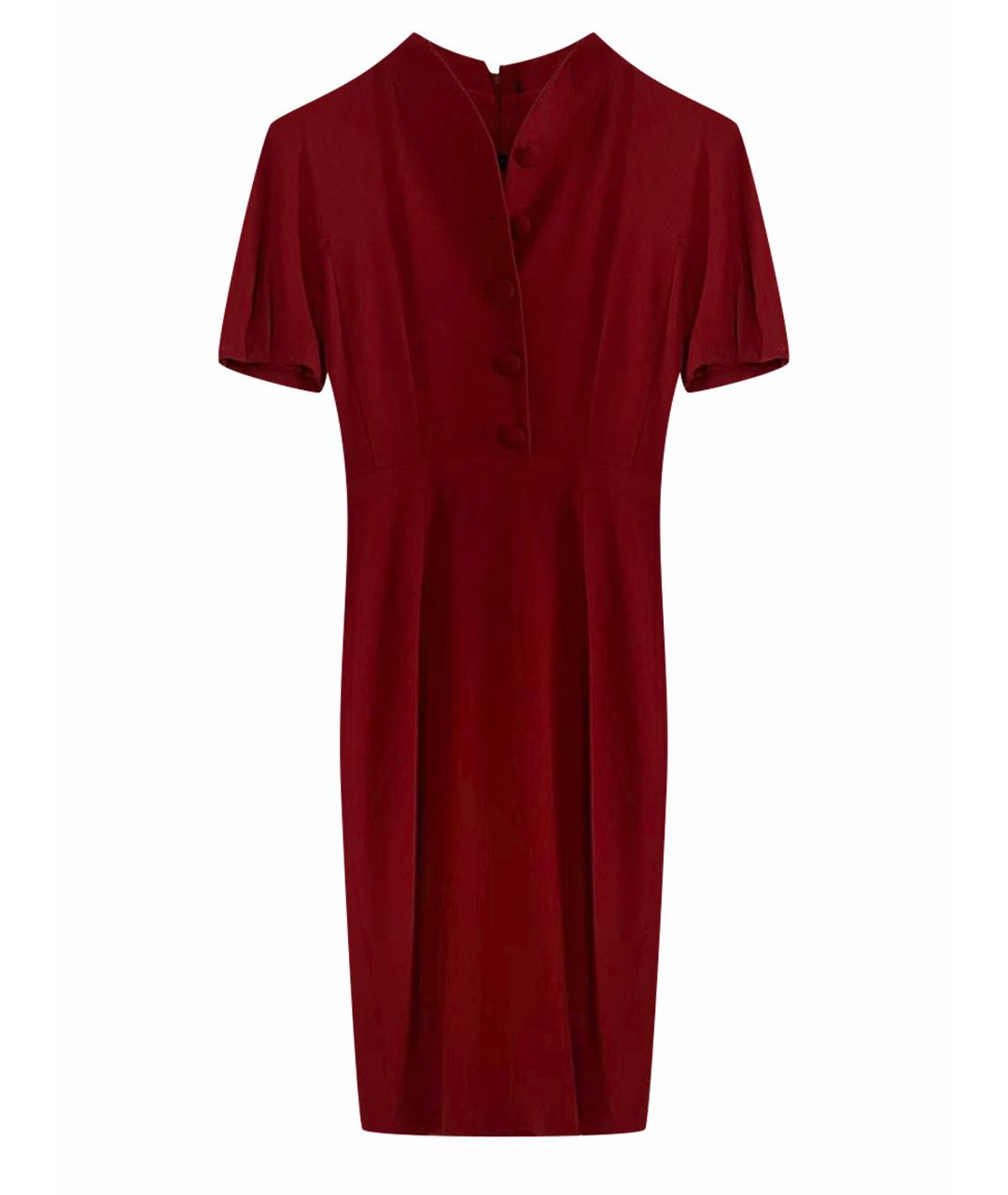 GUCCI Бордовое шерстяное коктейльное платье, фото 1