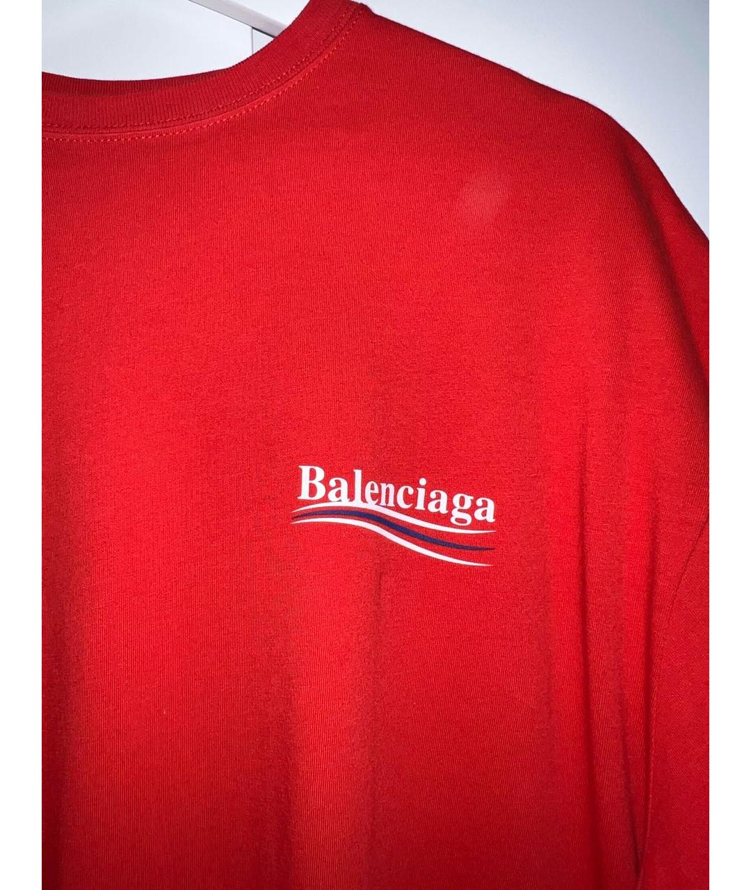 BALENCIAGA Красная хлопковая футболка, фото 4