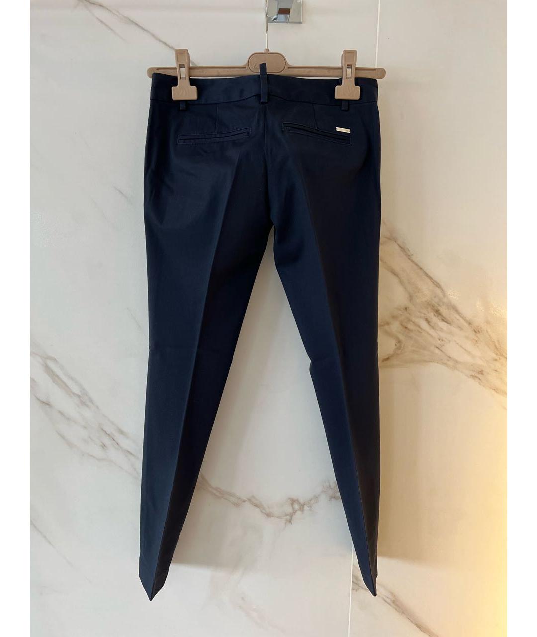 DSQUARED2 Темно-синие хлопко-эластановые брюки узкие, фото 3