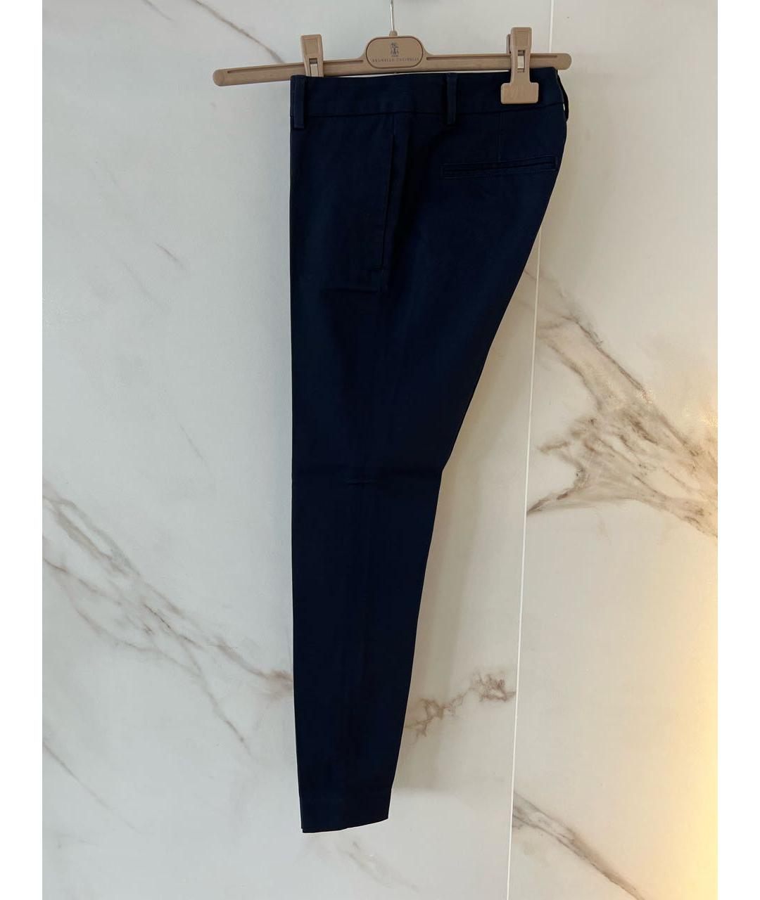 DSQUARED2 Темно-синие хлопко-эластановые брюки узкие, фото 2