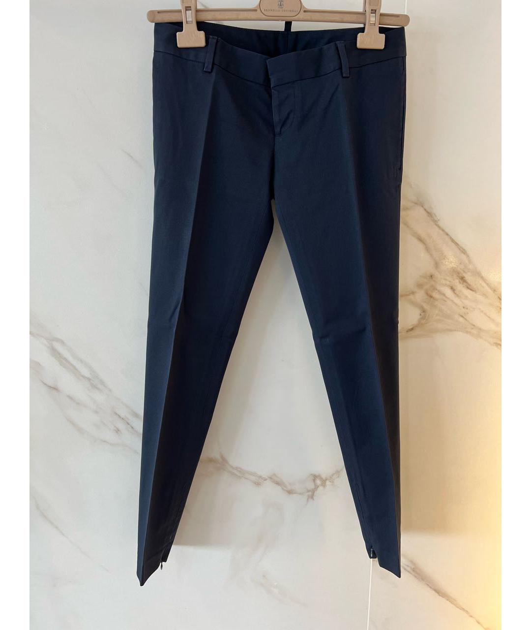 DSQUARED2 Темно-синие хлопко-эластановые брюки узкие, фото 6