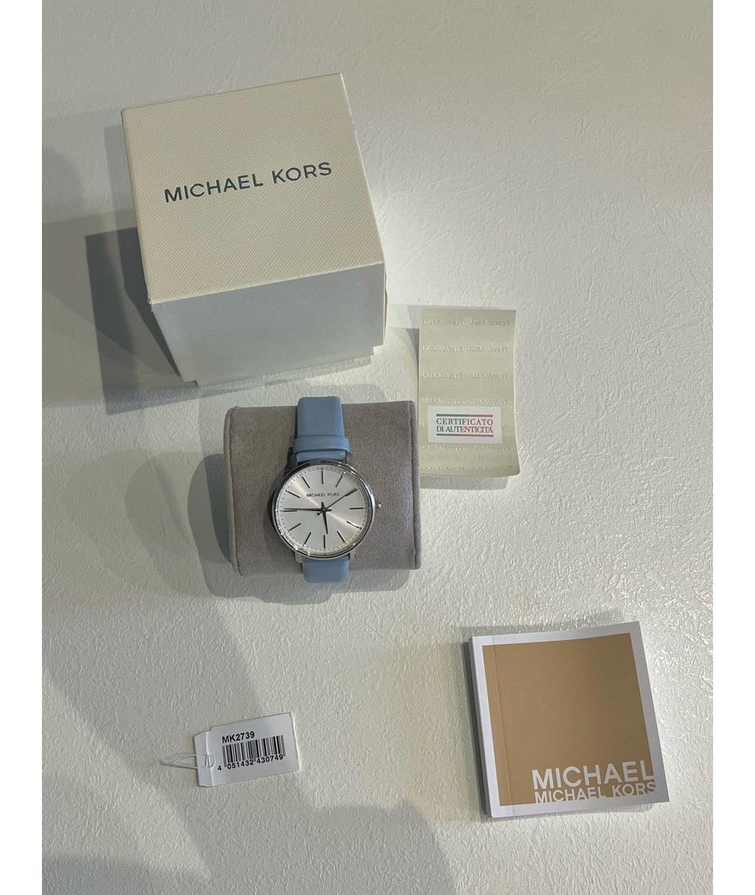 MICHAEL MICHAEL KORS Голубые кожаные часы, фото 4