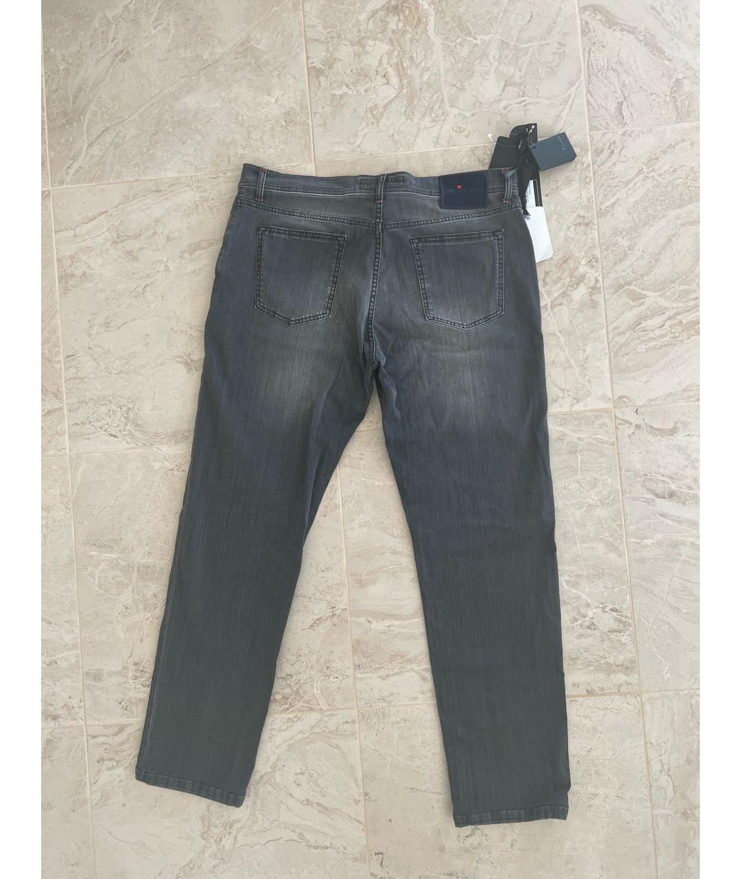 KITON Серые хлопко-эластановые прямые джинсы, фото 2