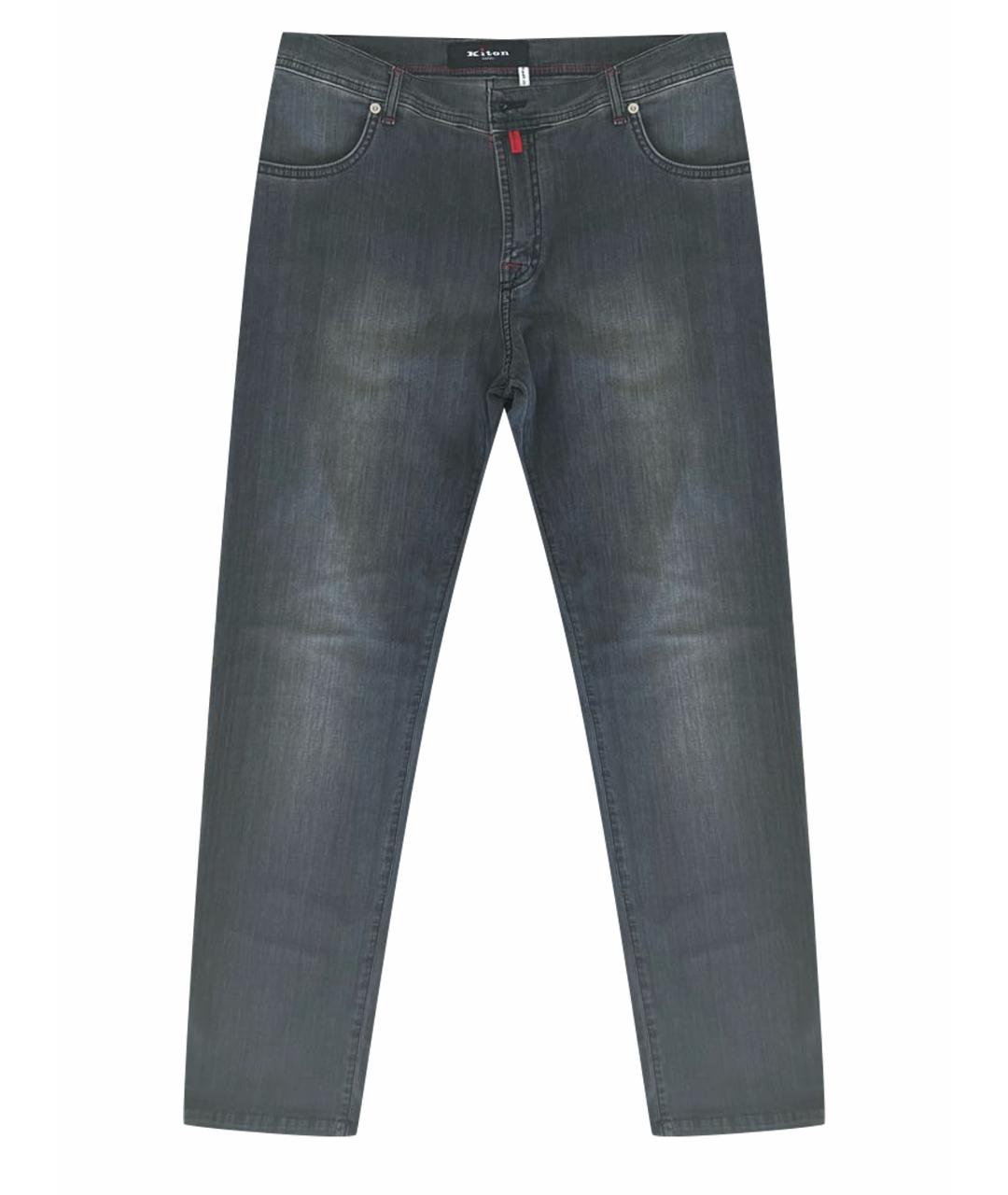 KITON Серые хлопко-эластановые прямые джинсы, фото 1