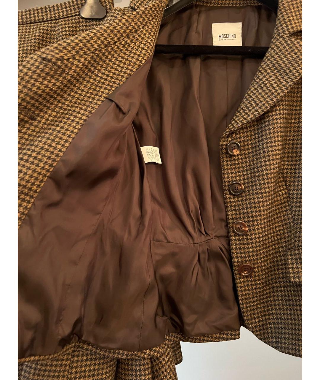MOSCHINO Коричневый шерстяной костюм с юбками, фото 5